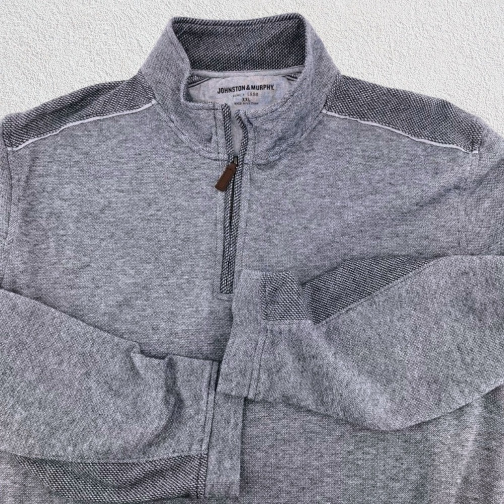 Johnston & Murphy Men‎ Quarter Zip Pullover XXL Gray Knit Performance Sweater